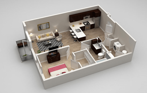 Cole 1 bed 1 bath 727 at Highland Row Apartments, Memphis, TN,  38111